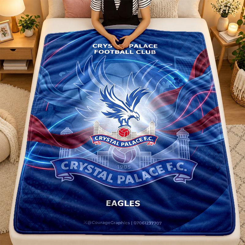 Flannel BlanketCrystal Palace Football Warm Soft Throw Blanket for Indoor Sofa Bed Living Room Use