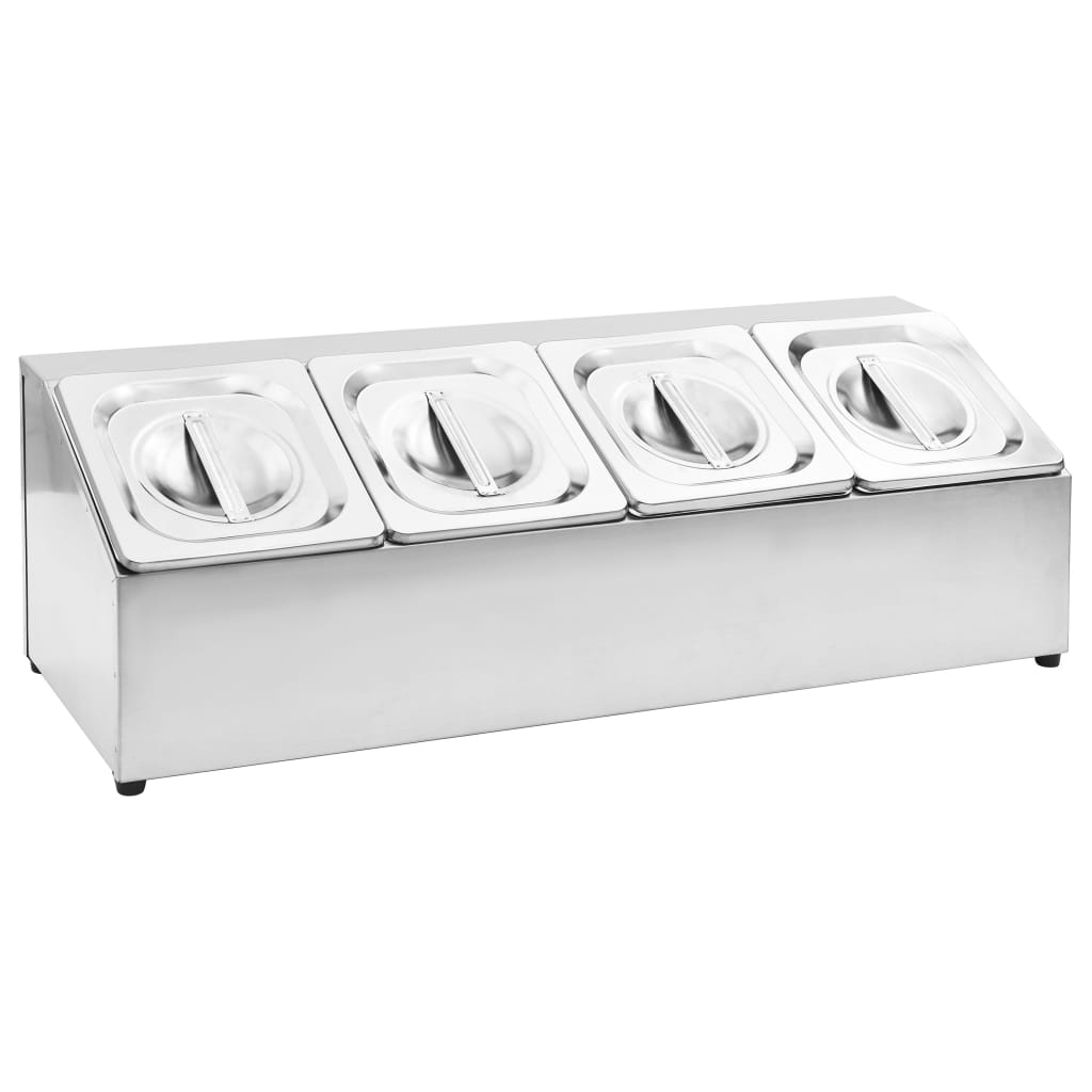 Gastronorm Stand with 4 GN 1 6 Containers Stainless Steel