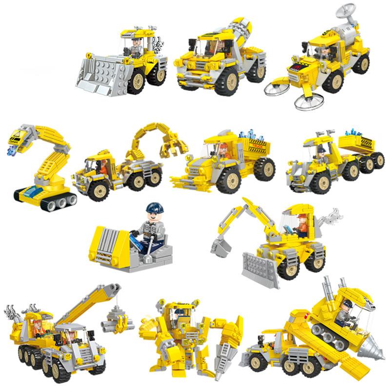 Construction Engineering Vehicle Building Blocks Toys Plastic Small Particles Diy Assembled Toys For