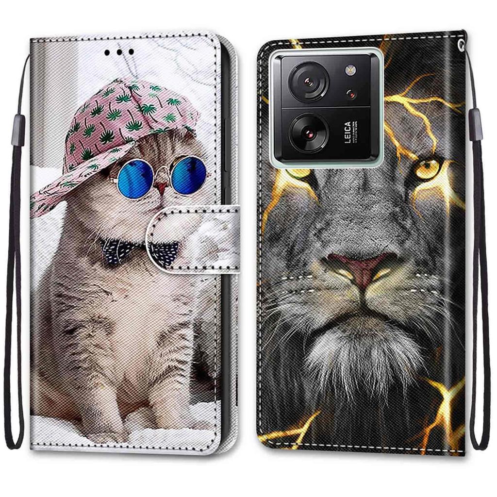 Fashion Painted Pattern Cover Lanyard Flip Leather Case For iPhone Samsung Huawei Honor Xiaomi Redmi OPPO Realme Moto Asus