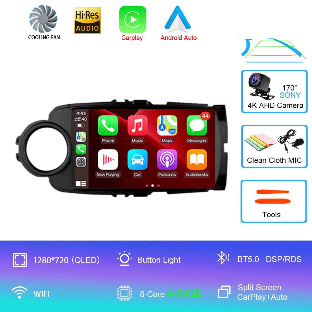 Car Radio Android 14 Carplay For Toyota Yaris 2012 2013 2014 2015 2016 2017 Navigation GPS Multimedia Player stereo wifi BT Auto