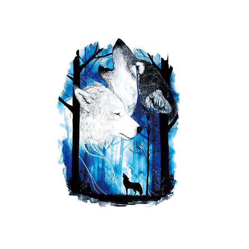 Голова тигра, голова волка, элемент татуировки, акварель, 3D, переносимый на воду, большой набор рисунков, водонепроницаемая наклейка для татуировки