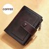 Vintage Men Genuine Leather Wallet RFID Blocking Trifold Short Multi Function Money Clip Large Capacity Zipper Coin Purse