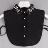 Pearl Detachable Collar Women Crystal Diamond Chiffon Shirt False Fake Collar Women Removable Peto Mujer Chemisier Faux Cols Tie