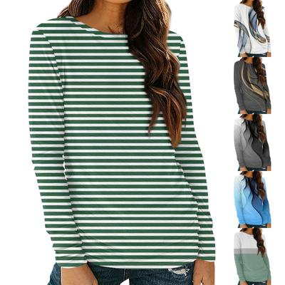 Женские рубашки с длинным рукавом и круглым вырезом, базовая футболка, повседневный топ, модные осенние наряды, приталенные футболки