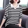 Shirt Women Striped Slim Long Sleeve Shirt Bypass Casual Pullover Shirt Tops