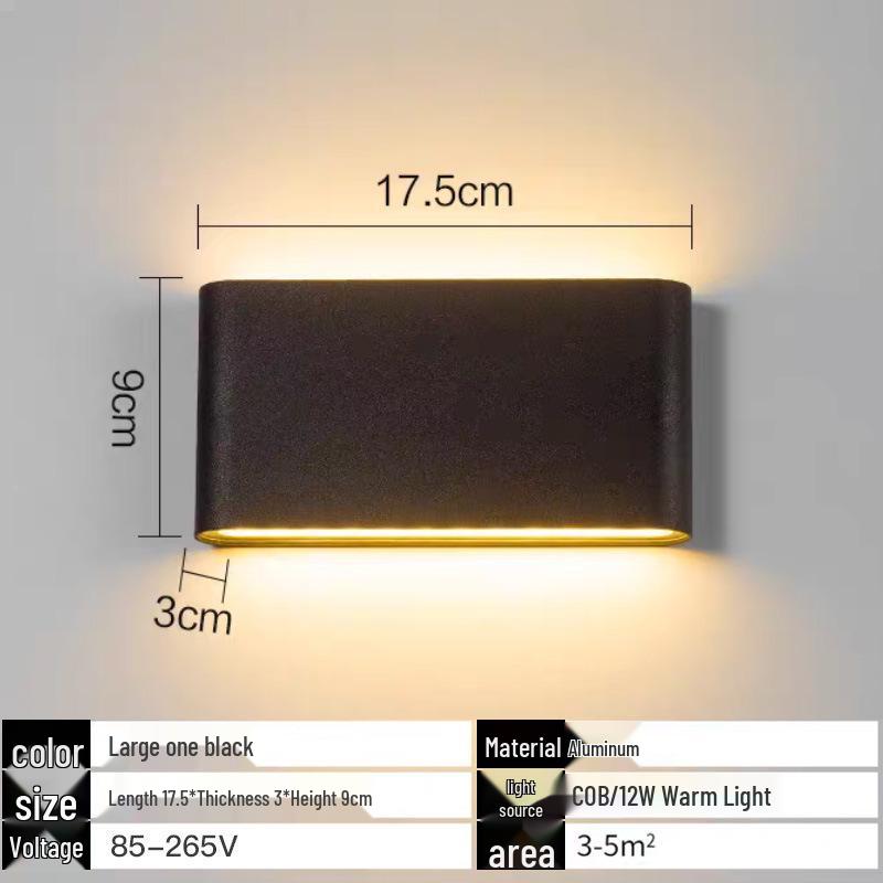 IP65 Waterproof Minimalist LED Up/Down Wall Lamp for Hotel Courtyard Exterior