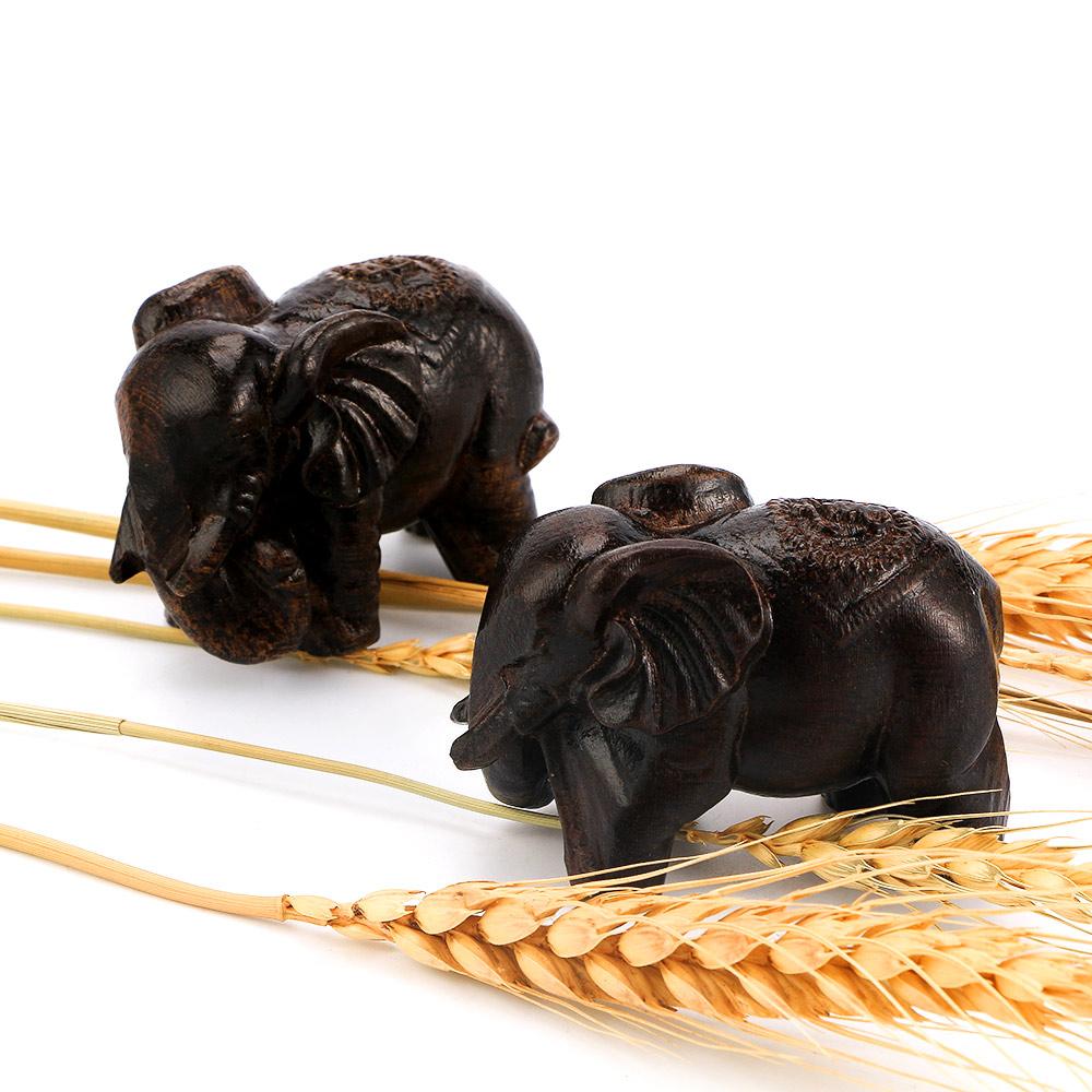 Миниатюрные фигурки для сада Lucky Mini, вырезанные вручную деревянные слоны, статуэтка слона, украшение для стола