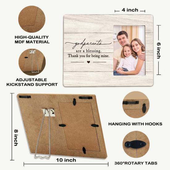 Godparents Gifts Picture Frame, Thank You Gifts for Godparents, Baptism Christening Gift for Godfather Godmother, Thank You for Being Mine 4x6 Photo