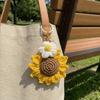 Cotton Crochet Sunflower Pendant Fabric Bag Lanyard Charm Cute Knitted Keychain  Daily