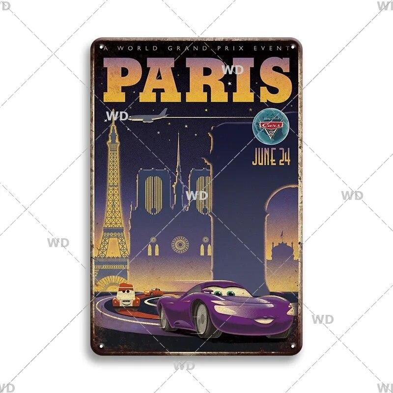 Tin Sign Landscape Paris Havana Tokyo Sydney Malibu Los Angeles Chicago City Metal Vintage Plaque Retro Decorative Plate Decor