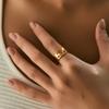 Wide Band Adjustable Ring 18k Gold Plated Copper Vintage Ins Style Jewelry