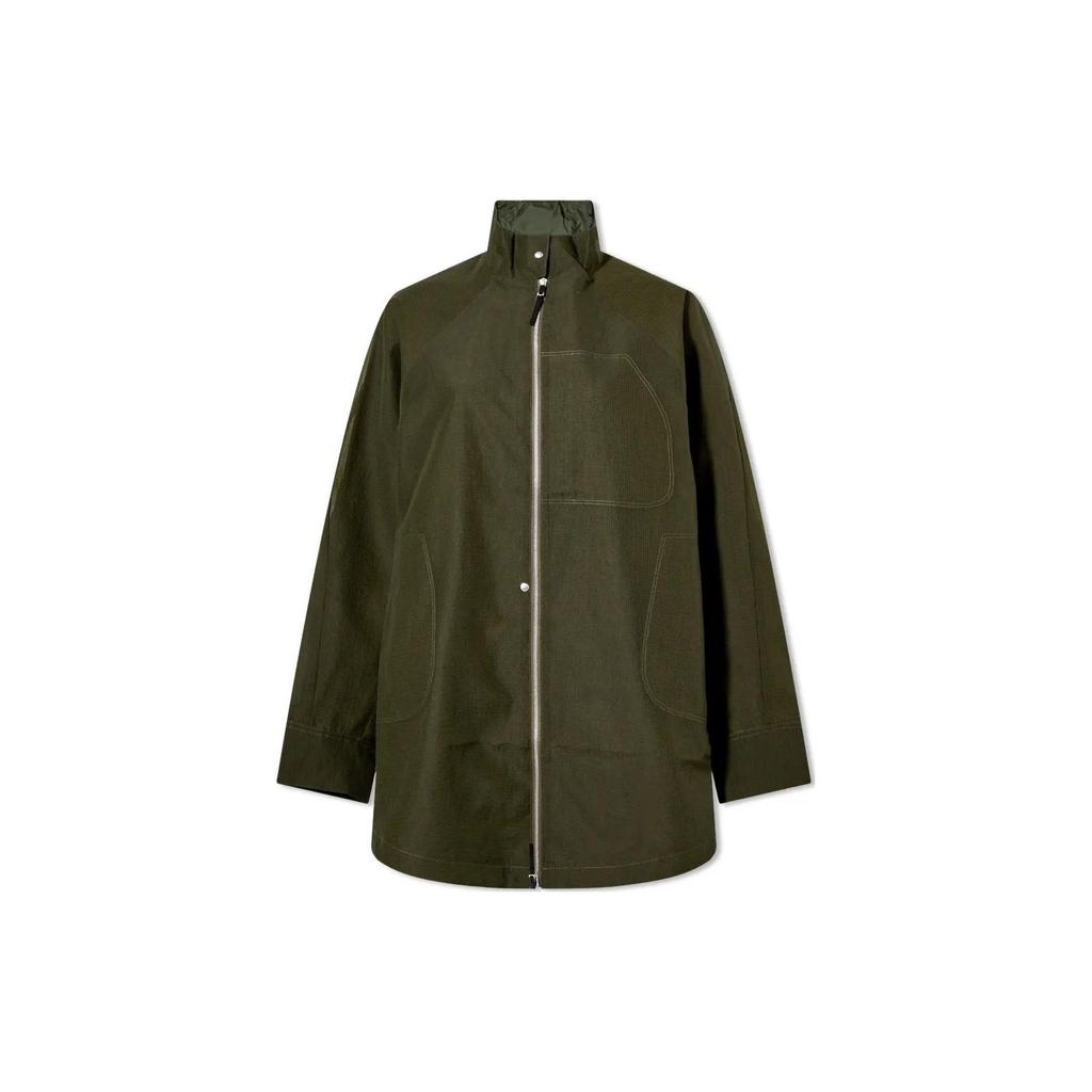 Nike Solid Color Stand Collar Zipper Asymmetrical Exposed Stitch Jacket Women Jackets Green DR5399-325