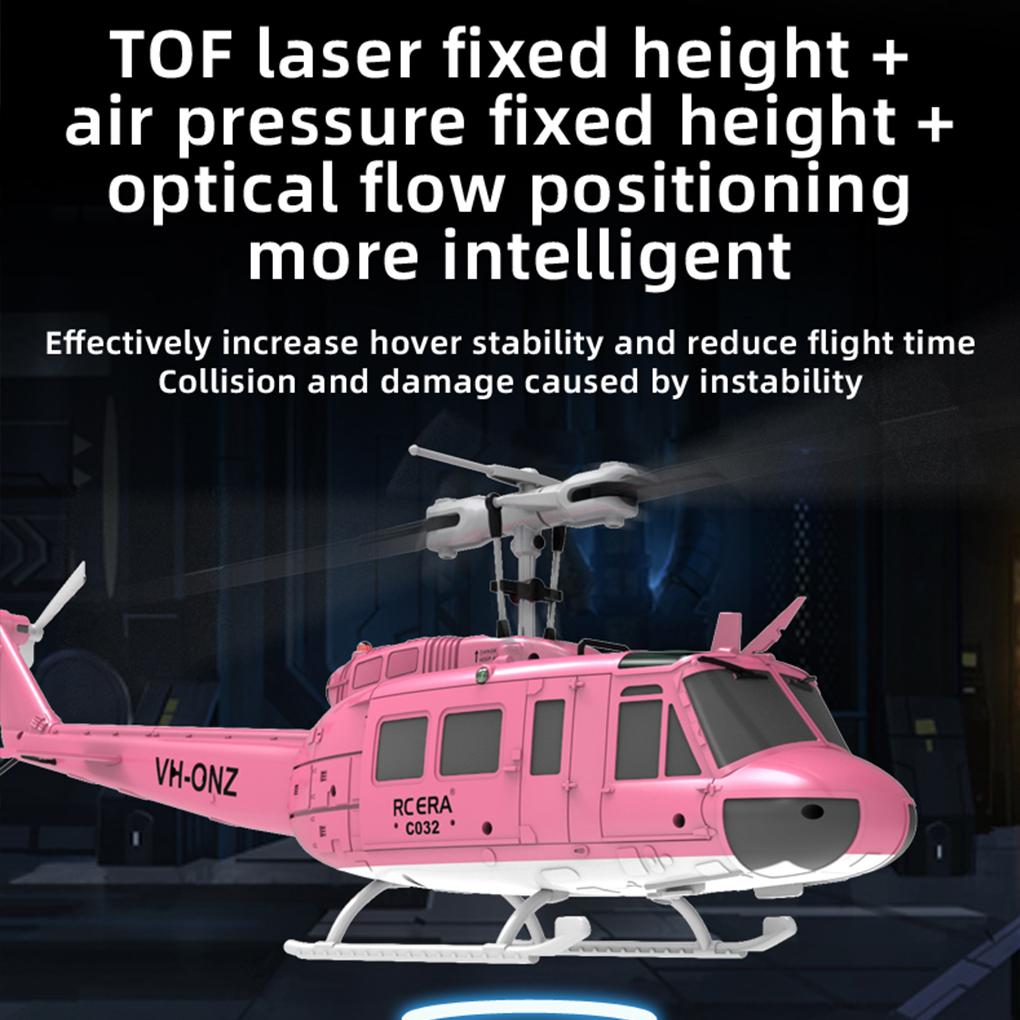 C032 UH-1 Brushless RTF RC Helicopter 6-axis Gyroscope One Click 3D Flip Optical Flow Positioning UH1 Helicopter Model Hobby Toy