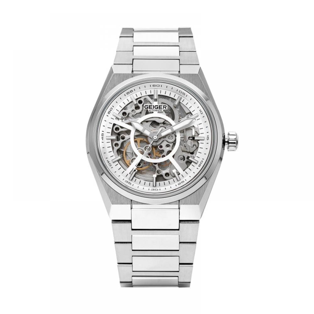  Официальный головной офис Оригинальные мужские металлические часы Geiger Ge1228wS Skeleton Dial