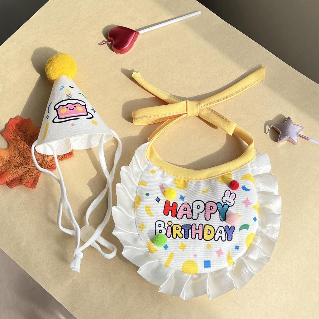 Cat & Dog Birthday Party Costume: Cute Japanese Scarf, Hat, & Bib Set