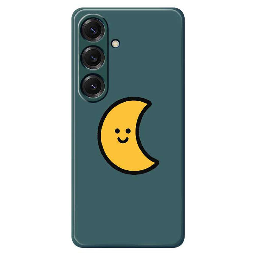 Чехол для Samsung Galaxy S25, печать узора «Желтая луна», прямой край, задняя крышка телефона из ТПУ