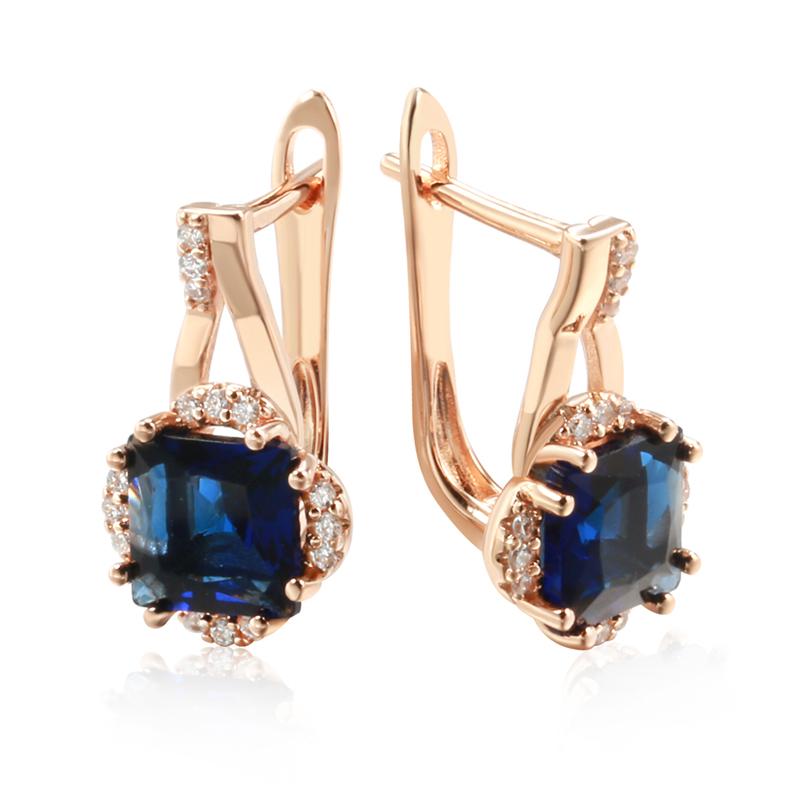 Серьги-капли с квадратным синим цирконом в цветочном дизайне, элегантные винтажные ювелирные изделия, женские серьги, аксессуары