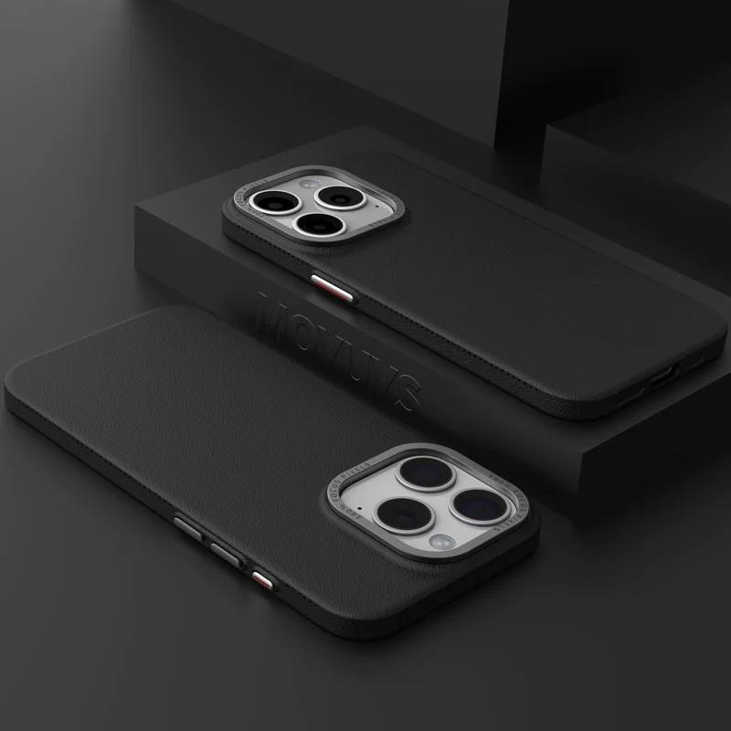 Роскошный металлический чехол с кожаной текстурой для защиты камеры iPhone 15 14 Plus 13 12 16 Pro Max Мягкий силиконовый матовый противоударный чехол