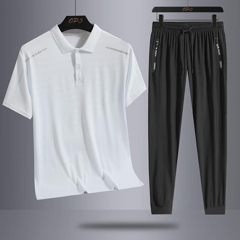 Футболка с короткими рукавами, шорты, комплект поло для льда, комплект из двух предметов, мужской летний комплект из двух предметов