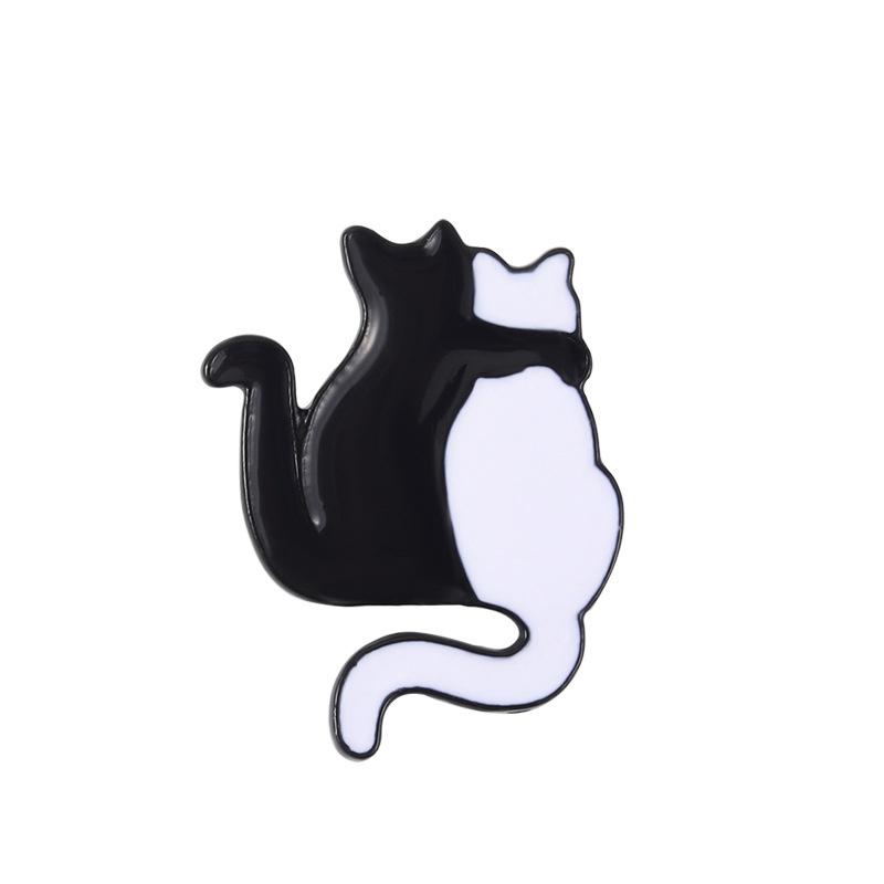 Unique Animal Couple Cat Enamel Lapel Pin Stylish Brooch For Fashionable Cat Lovers