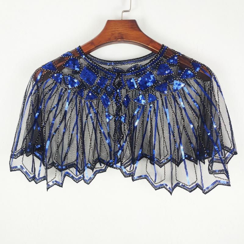 Женская летняя сетчатая шаль с пайетками - Ажурный бисерный модный европейско-американский плечевой платок, кардиган-жилет с защитой от солнца