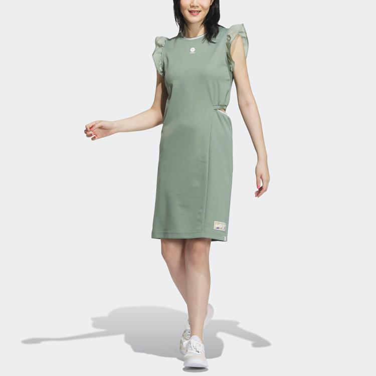 Adidas NEO Баскетбольное платье без рукавов с оборками и подолом, женское платье, серебристо-серое, зеленое IJ6605