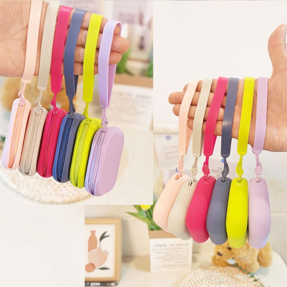 Morandi Color Silicone Coin Purse Square Lipstick Pouch Portable Mini Storage Bag Travel