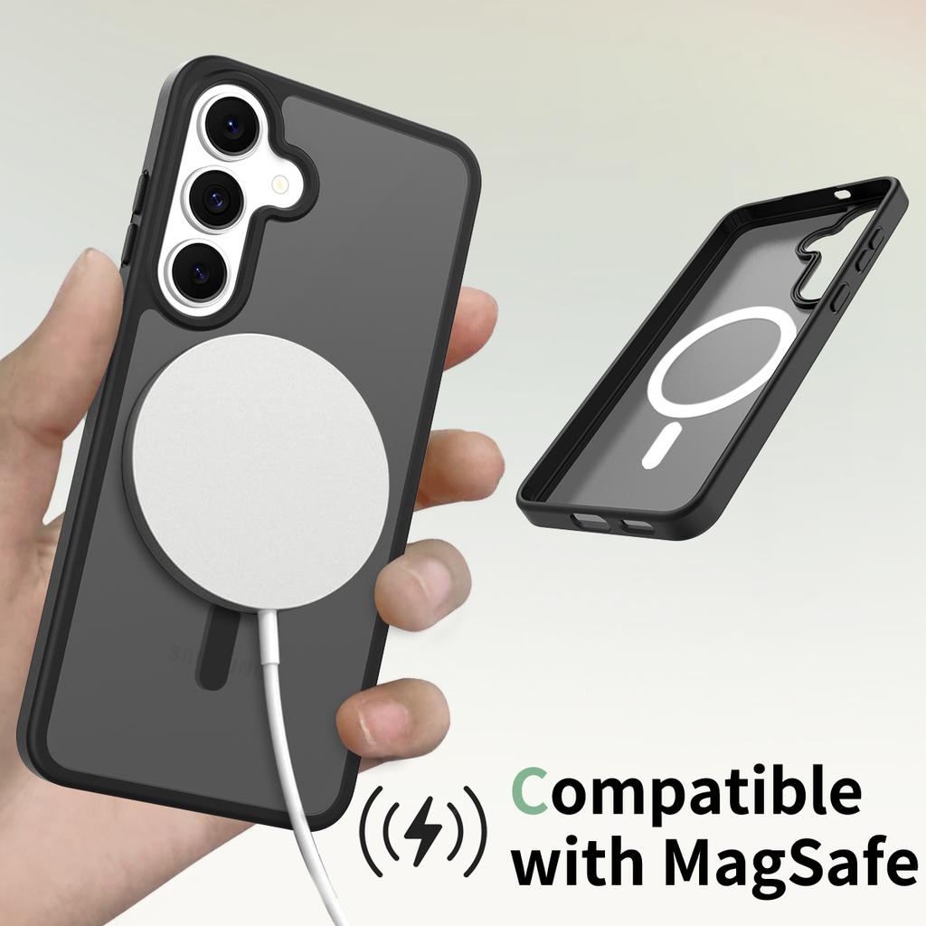 Магнитный чехол для телефона с тактильным покрытием для Samsung Galaxy S25 FE 6,7 дюйма Magsafe Беспроводная зарядка ТПУ рамка Жесткая пластиковая задняя крышка