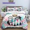 Custom Name Santos FC Pattern Bedding Quilt Set  Home Decoration  Gift (1 * duvet cover + 2 * pillowcase  without core)