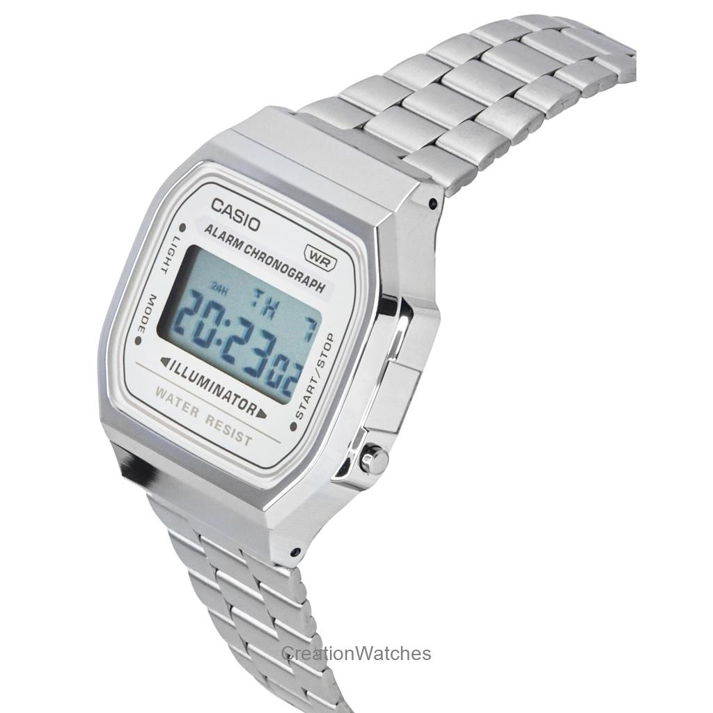 Casio Винтажные цифровые кварцевые часы с браслетом из нержавеющей стали A168WA-8 унисекс