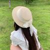 Summer Beach Straw Hat For Women Lace Bow Wide Brim Sun Protection Hat Travel Fashion Vacation Sunscreen Cap Mountaineering Hat