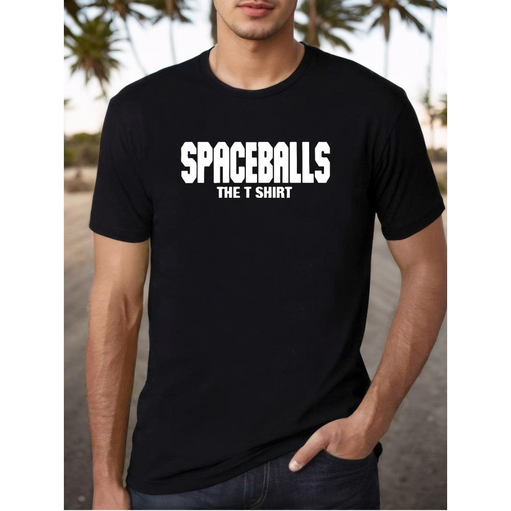 Европейские размеры Мужская винтажная футболка Spaceballs - Графика "Spaceballs the T-Shirt", Повседневная, Круглый вырез, Короткий рукав, Легкая и удобная