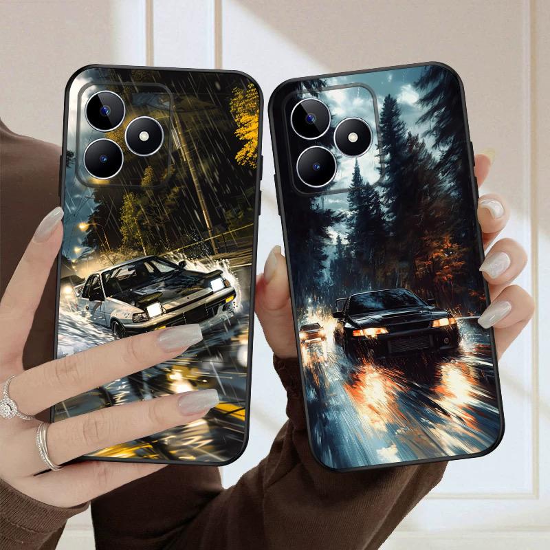 Машина в дожде Для Oppo Realme 11 12 12X 14 Pro Plus 8 C55 C63 65 67 75 51 53 GT 2 7 Neo 3 5 SE 7 50 силиконовый мягкий чехол для телефона