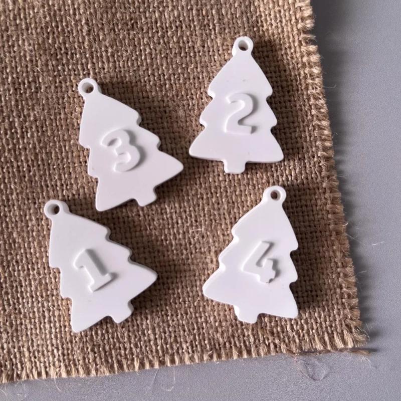 Christmas Number Flag Pendant Silicone Mold Christmas Series Digital Hang Tag Hanging Gypsum Molds Xmas Tree Star Casting Mold