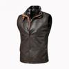 Men's Leather Jacket, Early Autumn PU Vest, European and American Plus Size Casual Retro Men's Coat, Workwear Vest