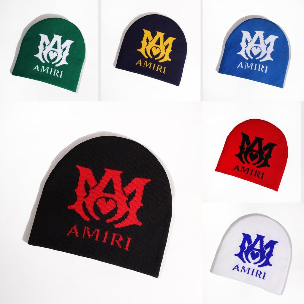 Шапка бини вязаная с узором в виде букв Amiri Модная повседневная уличная Подарок Теплая