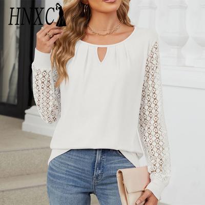 Женские модные повседневные осенне-зимние однотонные блузки и рубашки с длинным рукавом и v-образным вырезом с принтом