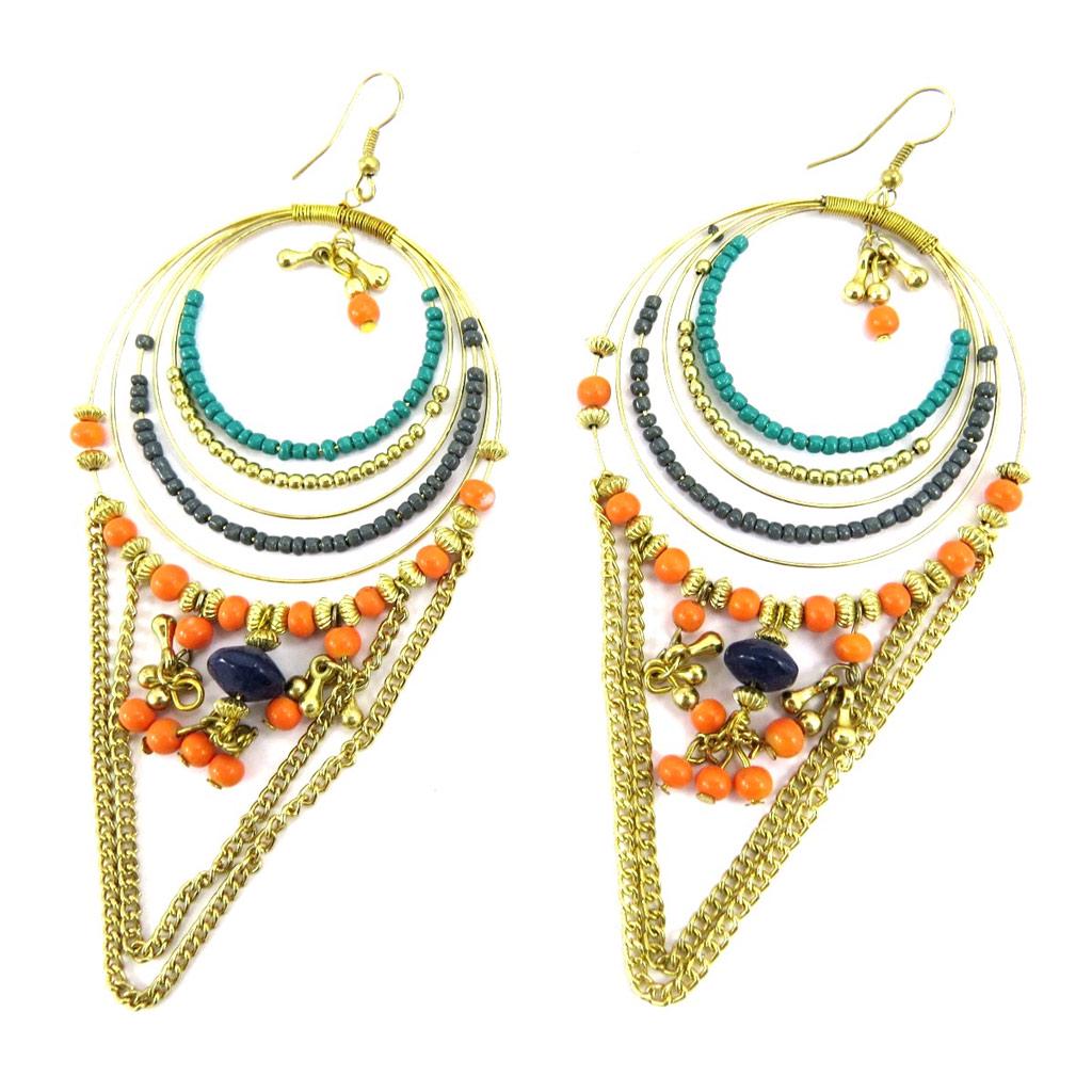 Les Trésors De Lily [L5762] - Дизайнерские серьги золотисто-оранжевого цвета «Алтай»