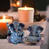 Resin Musical Ganesha Pair for Home Decor | Brings Prosperity - (Grey & Red, Pack of 2)