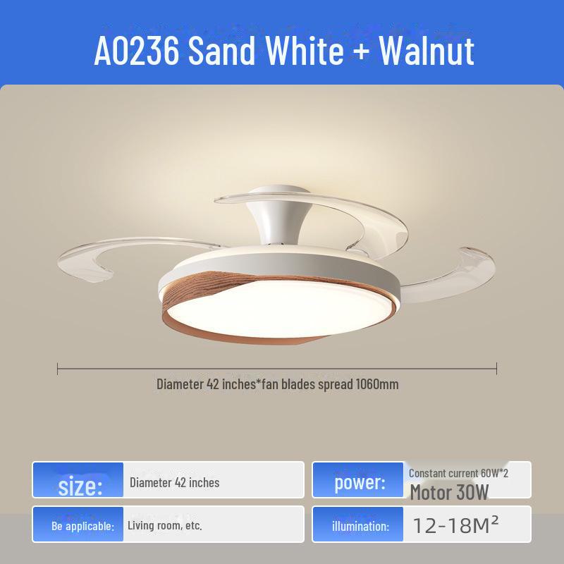 Современный потолочный вентилятор из орехового дерева с интеллектуальным преобразованием частоты для гостиной и столовой