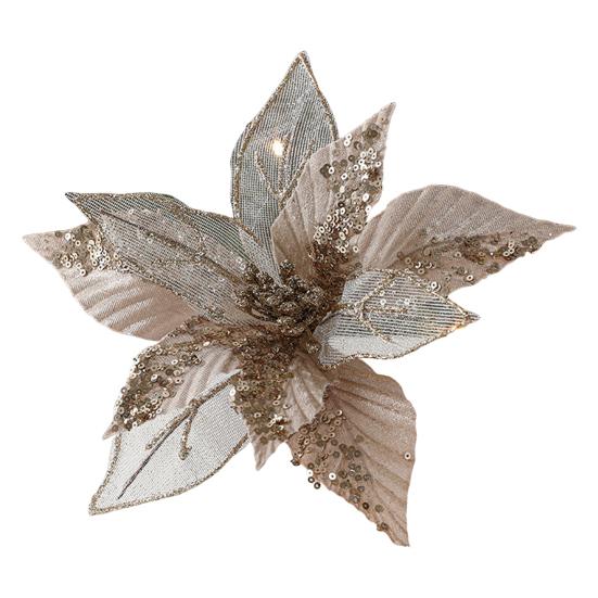 11" Рождественские Искусственные Цветы Блестки Пайетки Пуансеттия Цветок Ткань Искусственные Цветочные Пики для Украшения Рождественской Елки Свадьба День Рождения Венок Декор