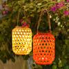 Rattan Solar Lanterns Outdoor Hanging Solar Bulb Lights Waterproof Country Decor Solar Light Decoration For Garden Yard Patio