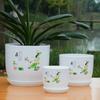 Белый цветочный горшок из полипропиленовой смолы с подносом, имитация фарфора, пластиковый цветочный горшок, бытовой цветочный горшок