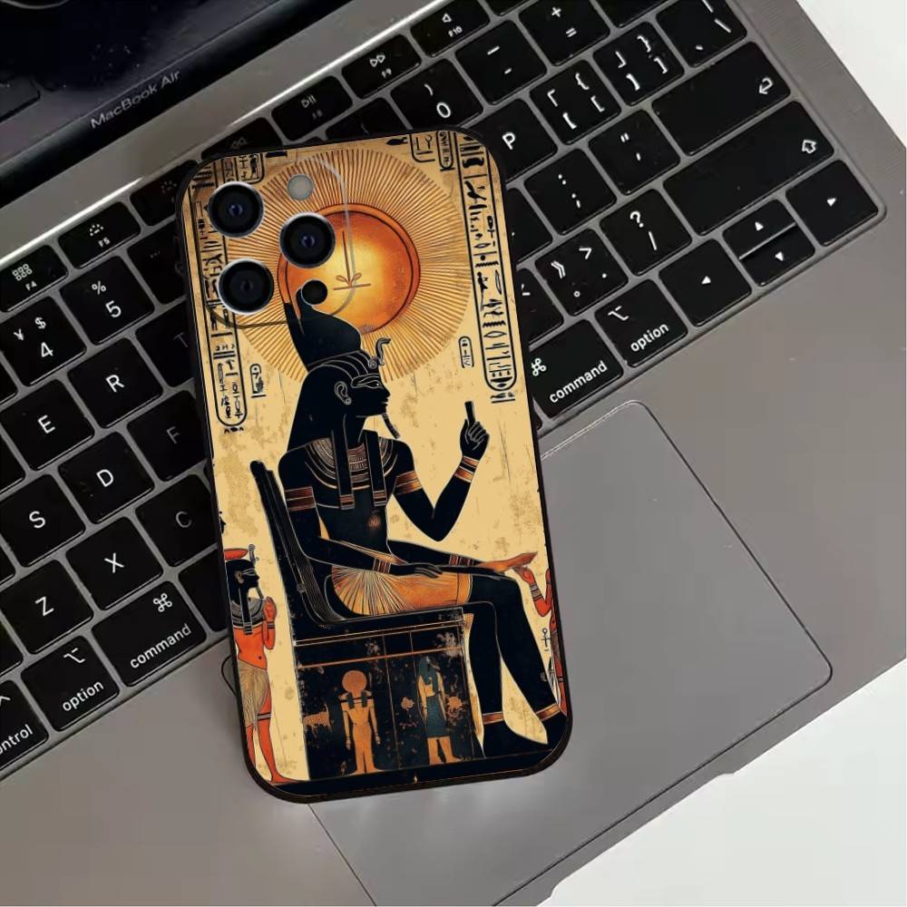 Чехол для телефона с муралом египетского фараона для iPhone 17,16,15,14,13,12,11 Plus,Pro Max,XS,Мягкий силиконовый черный чехол