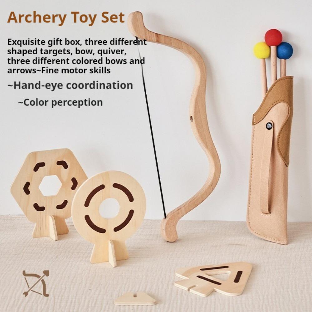 Wooden Children's Bow and Arrow Toy Set for Boys and Girls Birthday Gift Archery Shooting Sports Puzzle Wooden Toy