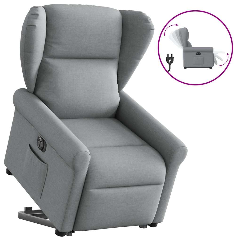 Electric Recliner Chair with Rising Function Light Grey Fabric