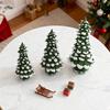15/20/25CM Mini Christmas Tree Ornament Miniature Snow Xmas Tree Resin Statue Figurine Home Office Holiday Party Decoration