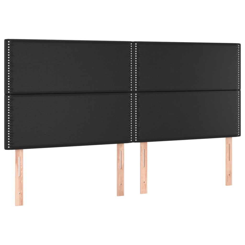 Black Bed Frame with Headboard 200x200 cm Faux Leather