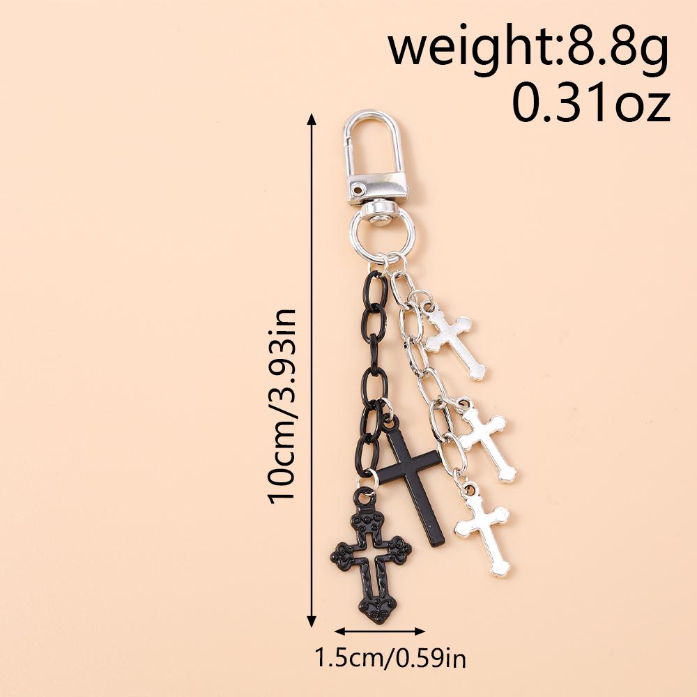 Gothic Alloy Cross Keychain Men Women Star Key Ring Pendants for Handbag Decor DIY Handmade Key Chain Gifts